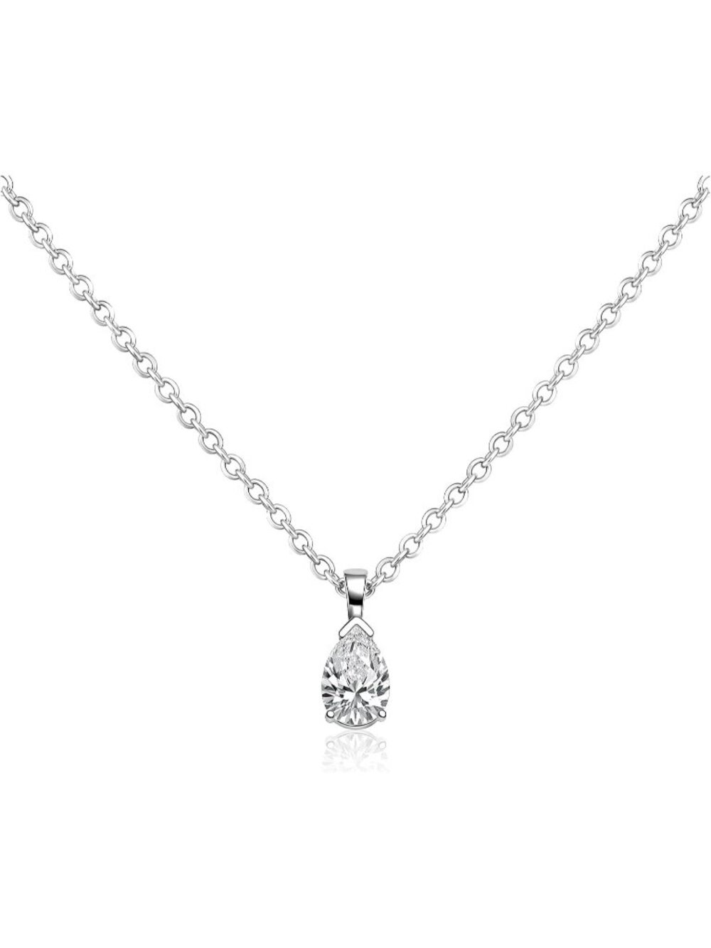 Women's 925 Sterling Silver Treble Clef Music Note CZ Pendant Necklace
